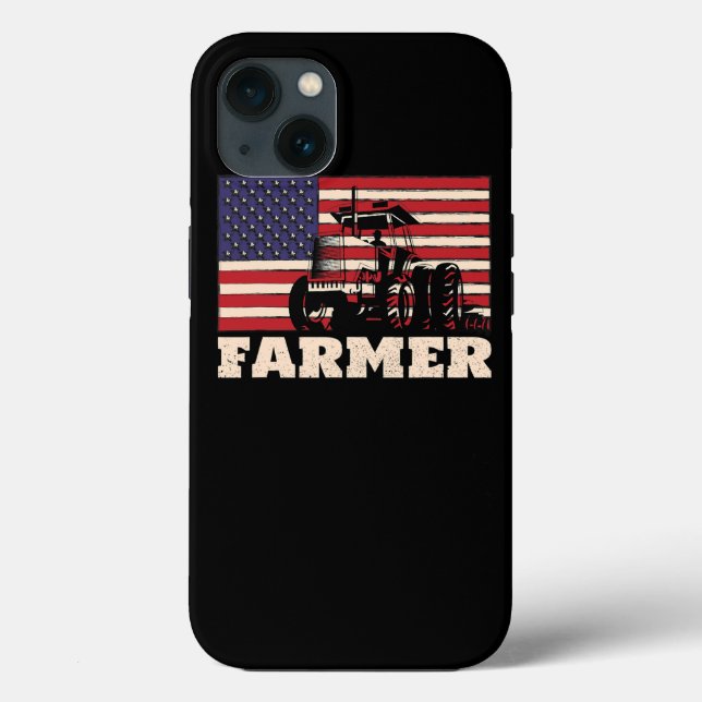 American Flag Tractor Case-Mate iPhone Case (Back)