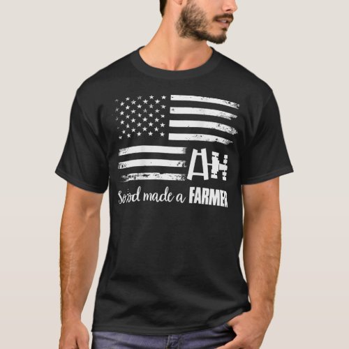 American Flag Tractor So God Made A Farmer T  T_Shirt