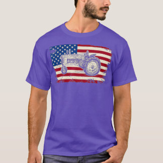 American Flag Tractors Farm Vehicles Farming T-Shirt