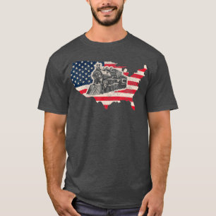 American Flag Train Fast And Smokey Railroad T-Shirt