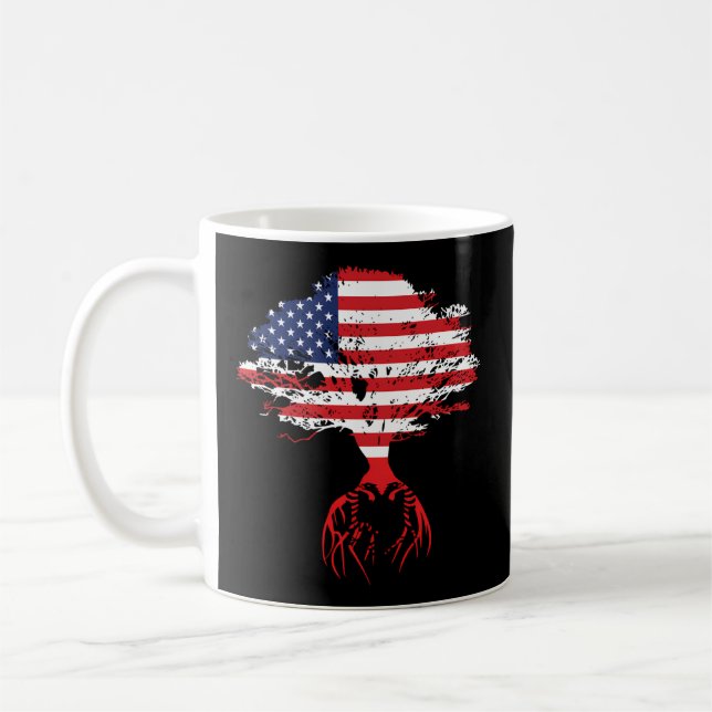 American Flag Tree Flag Of Albania Albanian Roots Coffee Mug (Left)