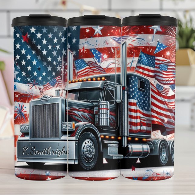American Flag Truck Dynamic Patriotism Thermal Tumbler (Creator Uploaded)