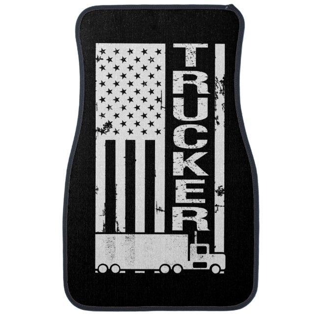 American Flag Trucker Stressed Car Mat (Front)