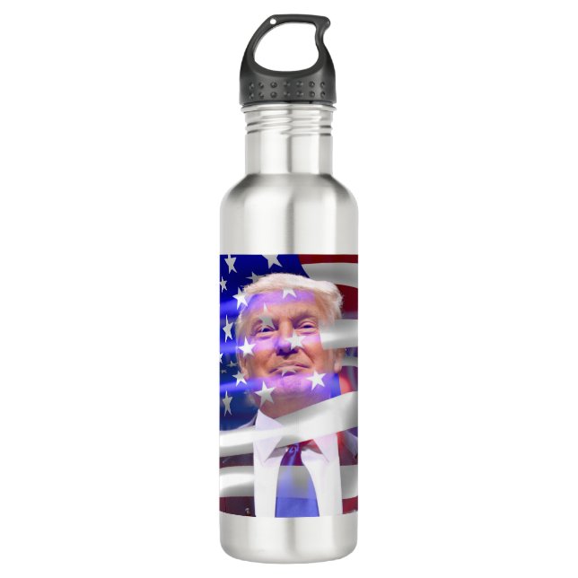 american flag trump 2020 stainless steel water bottle (Front)