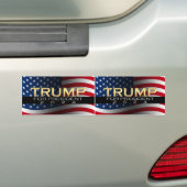 American Flag Trump 2024 Gold Patriotic Bumper Sticker (On Car)