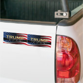 American Flag Trump 2024 Gold Patriotic Bumper Sticker (On Truck)