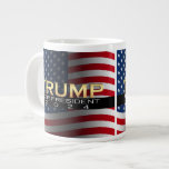 American Flag Trump 2024 Gold Patriotic Giant Coffee Mug