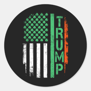 American Flag Trump 45 47 St Patrick's Day Irish S Classic Round Sticker