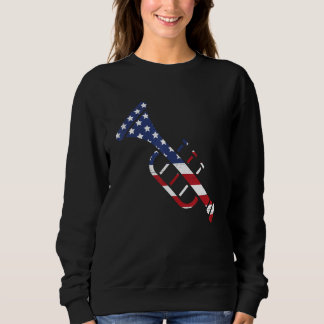 American Flag Trumpet Brass Musical Instrument Cla Sweatshirt