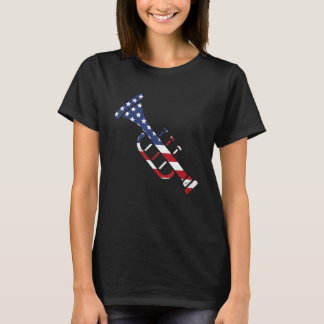 American Flag Trumpet Brass Musical Instrument Cla T-Shirt