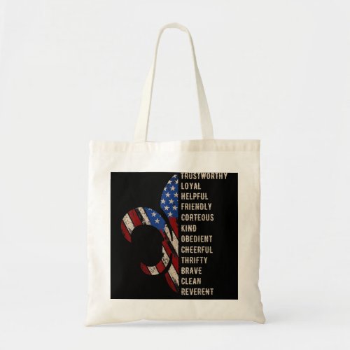 American Flag Trustworthy Helpful Friendly Courteo Tote Bag