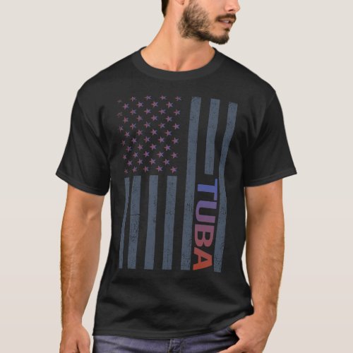 American Flag Tuba T_Shirt