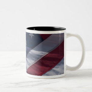American flag. Two-Tone coffee mug