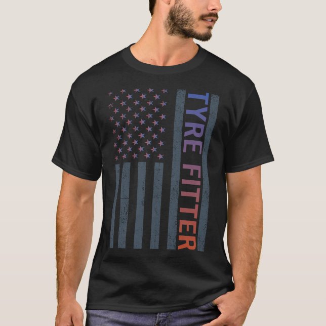 American Flag - Tyre Fitter T-Shirt (Front)