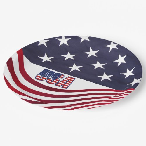 American Flag USA July 4th Independence Day Paper Plates