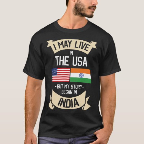 American Flag UAD Indian India Gift Roots T_Shirt