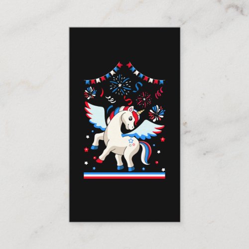 American Flag Unicorn Cute 4th of July Business Card