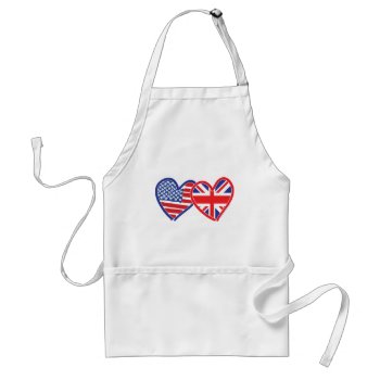 American Flag/union Jack Flag Hearts Adult Apron by Incatneato at Zazzle