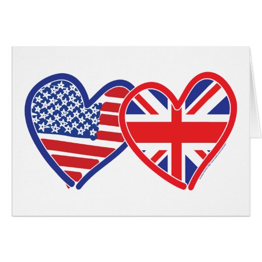 American Flag/Union Jack Flag Hearts Cards (Front Horizontal)