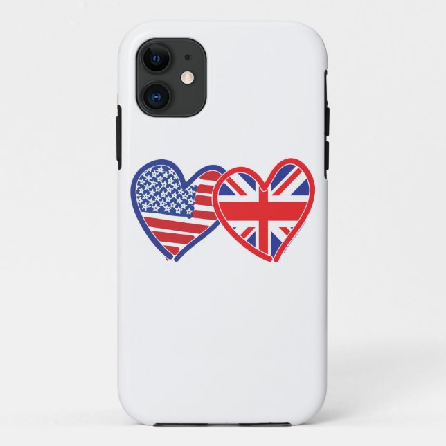 American Flag Union Jack Flag Hearts Case-Mate iPhone Case (Back)