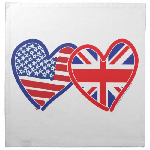 American Flag Union Jack Flag Hearts Napkin