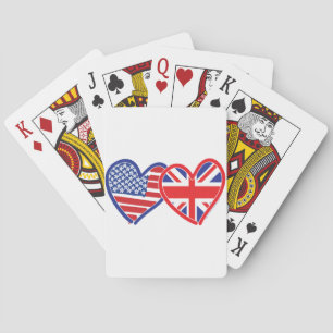 American Flag Union Jack Flag Hearts Poker Cards