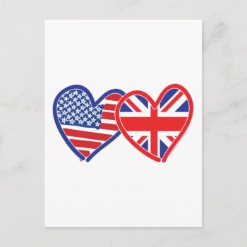 American Flag/union Jack Flag Hearts Postcard by Incatneato at Zazzle