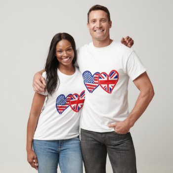 American Flag/union Jack Flag Hearts T-shirt by Incatneato at Zazzle