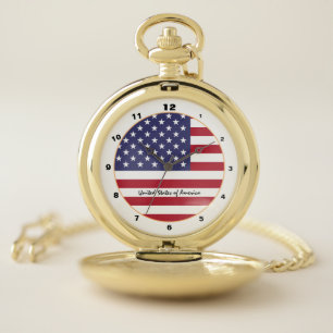 American Flag & United States fashion USA /design Pocket Watch