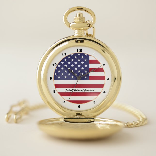 American Flag & United States fashion USA /design Pocket Watch (Inside)