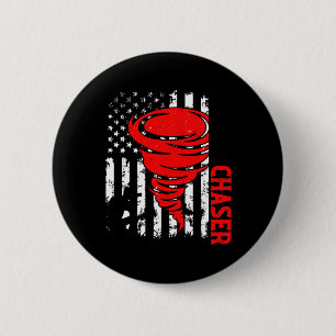 American Flag United States Tornado Storm Chaser O Button