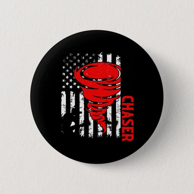 American Flag United States Tornado Storm Chaser O Button (Front)
