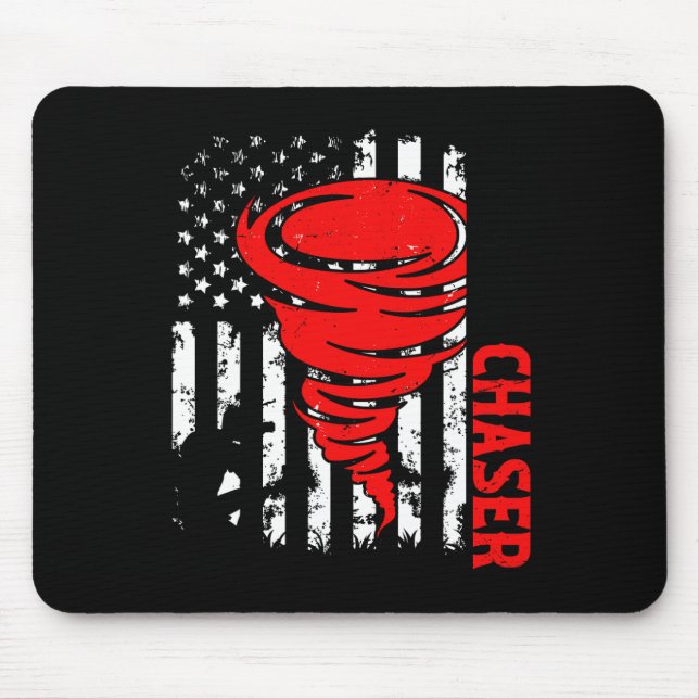 American Flag United States Tornado Storm Chaser O Mouse Pad (Front)