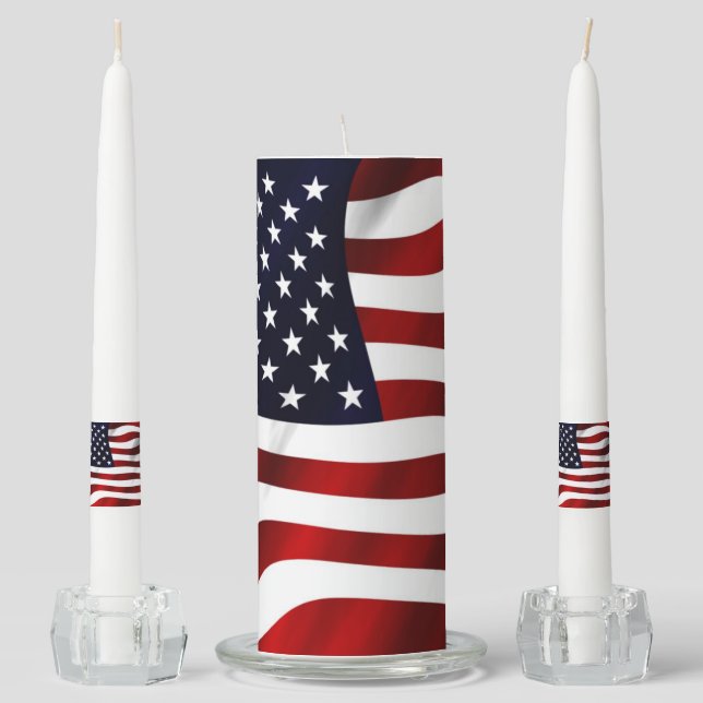 American Flag Unity Candle Set (Front)