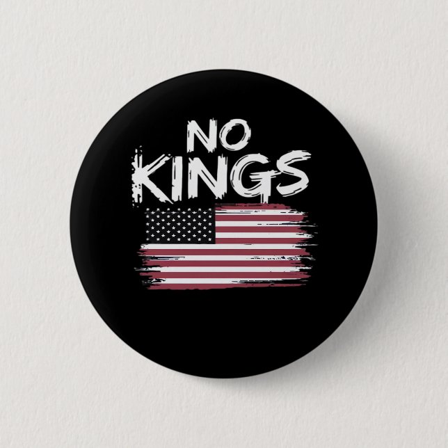 American Flag Upside Down Distress No Kings Long F Button (Front)