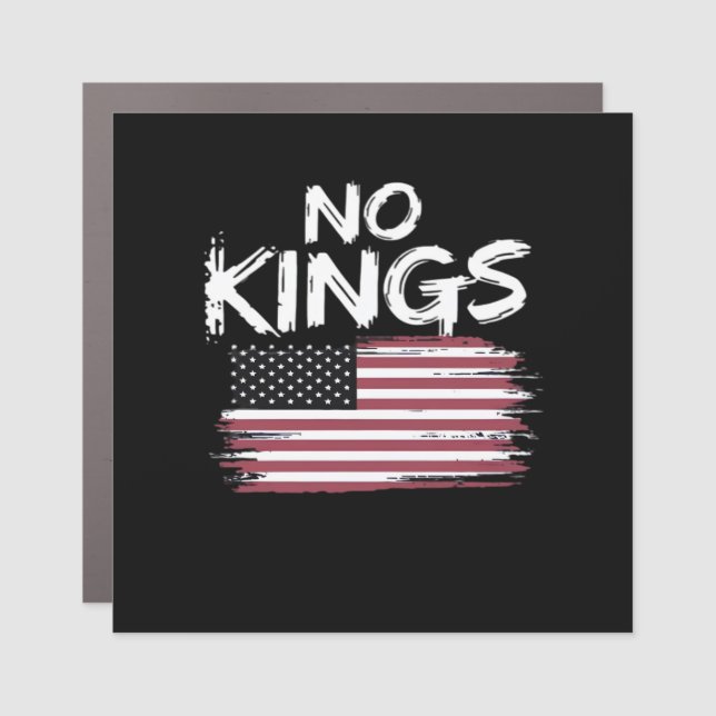 American Flag Upside Down Distress No Kings Long F Car Magnet (Front)