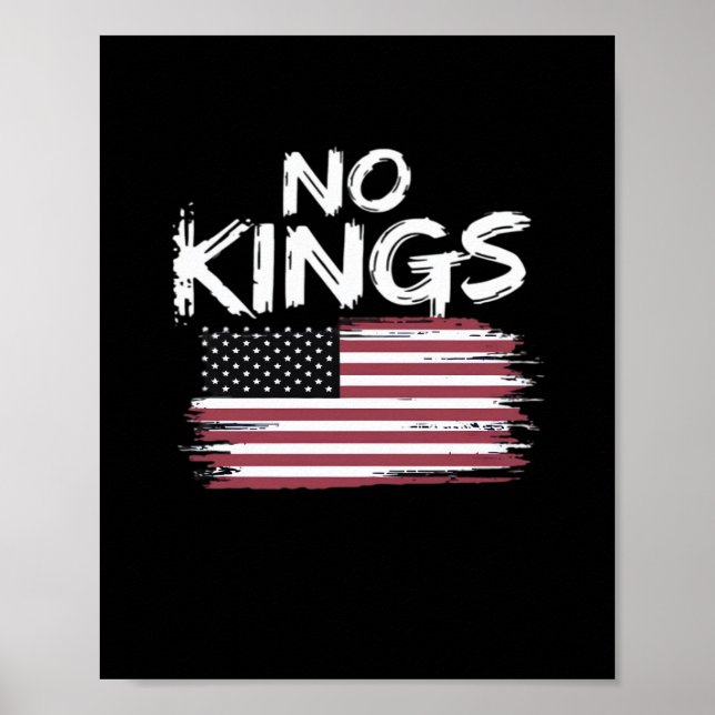 American Flag Upside Down Distress No Kings Long F Poster (Front)