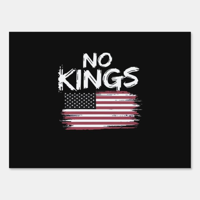 American Flag Upside Down Distress No Kings Long F Sign (Front)