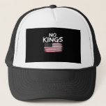 American Flag Upside Down Distress No Kings Long F Trucker Hat