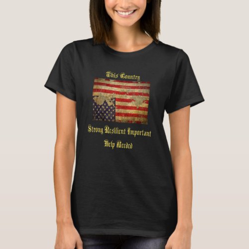 American Flag Upside Down Distressed T_Shirt