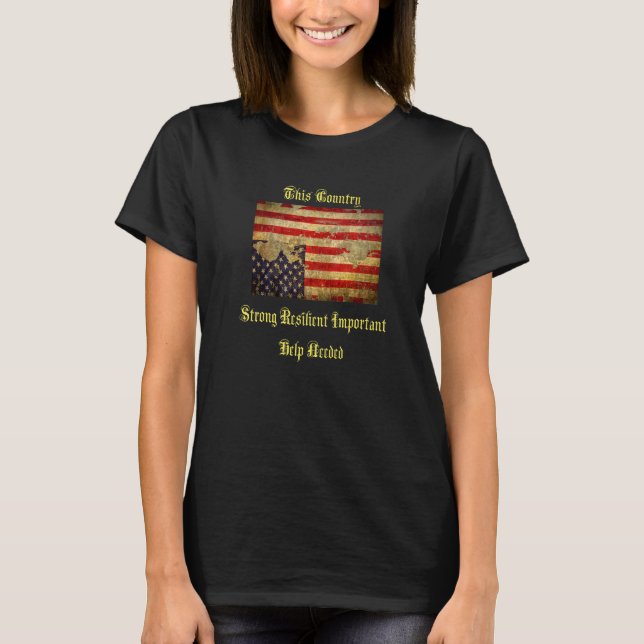 American Flag Upside Down Distressed T-Shirt (Front)