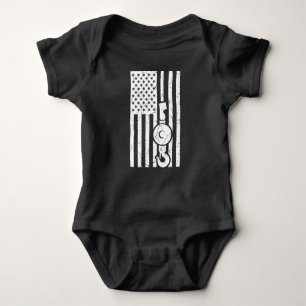 AMERICAN FLAG US FLAG Crane Operator Towing Truck Baby Bodysuit