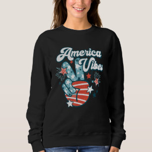 American Flag USA 4th of July Independence Day Pat Sweatshirt