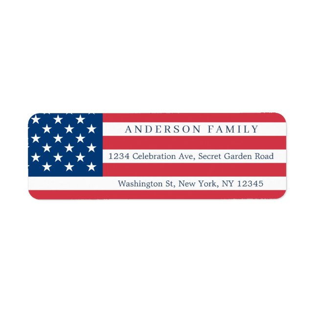 American Flag USA 4th of July Patriotic Address Label (Front)