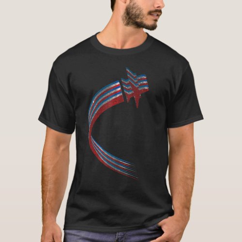 American Flag Usa Airplane Jet Fighter 4th Of July T_Shirt