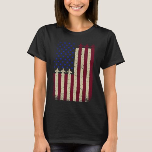 American Flag USA Airplane Jet Fighter Patriot 4th T_Shirt