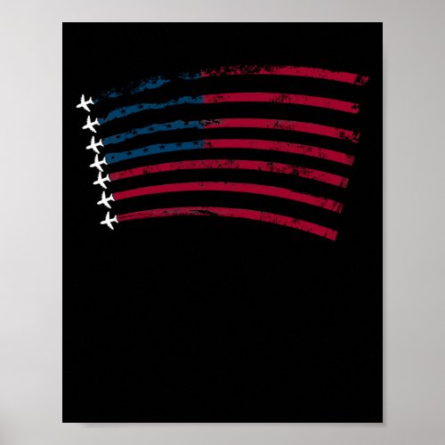 American Flag USA Airplane Jet Fighter Poster