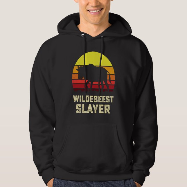 American Flag USA Blue Wildebeest Gnu Antelope Hun Hoodie (Front)