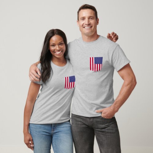 american flag usa camouflage fake pocket T_Shirt