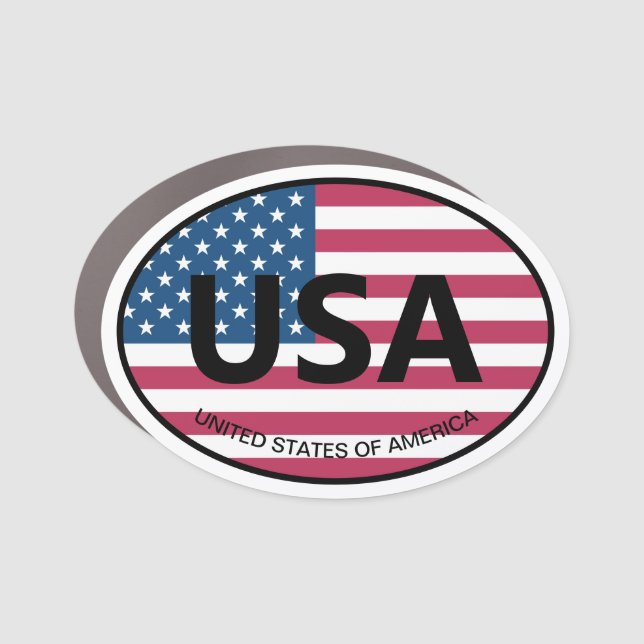 American flag USA country code oval car magnet (Front)